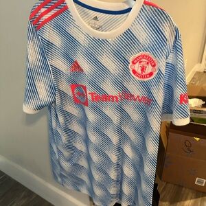 Manchester United Away Jersey Jadon Sancho Premier League Badge Blue Size Large